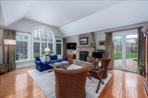 Family Room with Gas Fireplace - Country homes for sale and luxury real estate including horse farms and property in the Caledon and King City areas near Toronto