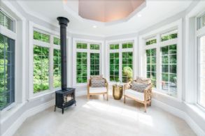 Sun Room with Fireplace - Country homes for sale and luxury real estate including horse farms and property in the Caledon and King City areas near Toronto