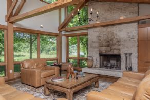 Great room fireplace - Country homes for sale and luxury real estate including horse farms and property in the Caledon and King City areas near Toronto