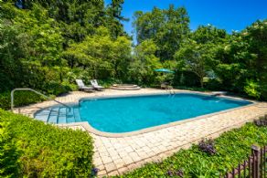 View of Pool and Hot Tub from Guest House - Country homes for sale and luxury real estate including horse farms and property in the Caledon and King City areas near Toronto